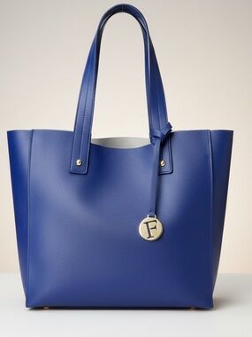 Furla Asymmetrical Leather Tote Bag in blue, specifically model G6517